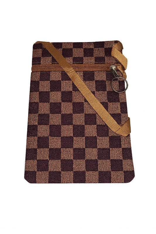 Checkered Crossbody Bag with Key Ring