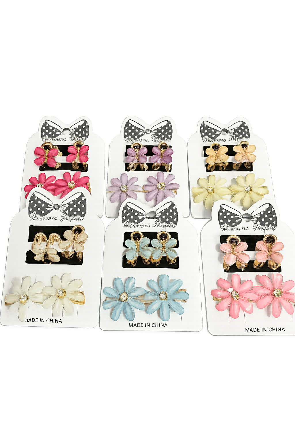 Butterfly & Daisy Hair Clip Set – Cream & Gold Adorable 4-piece