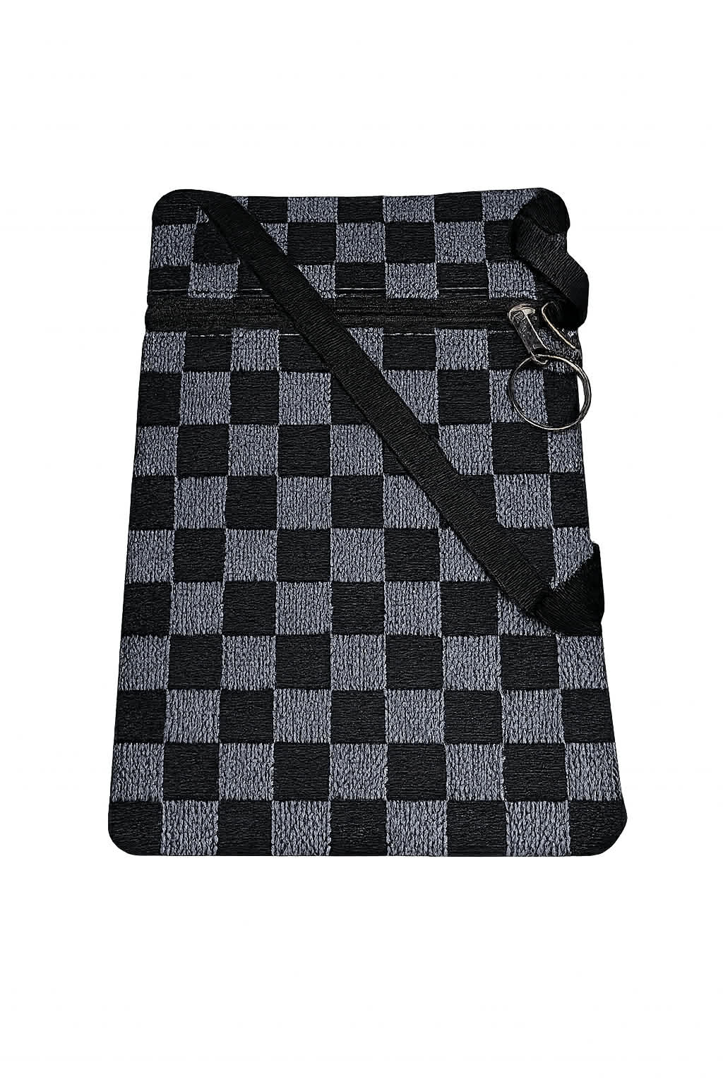 Checkered Crossbody Bag with Key Ring