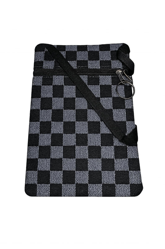 Checkered Crossbody Bag with Key Ring