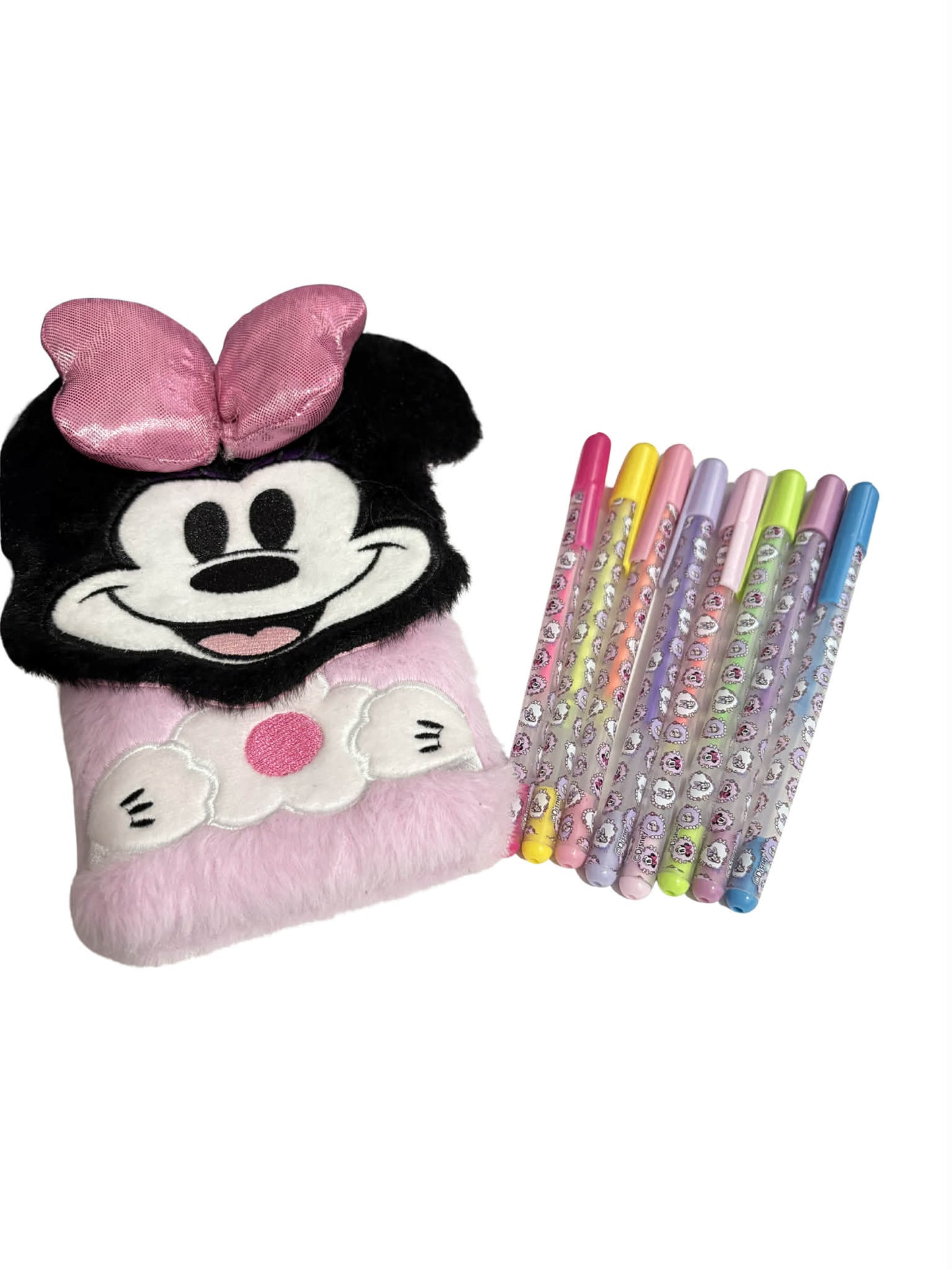 per cute plush character pencil case set with pastel gel pens
