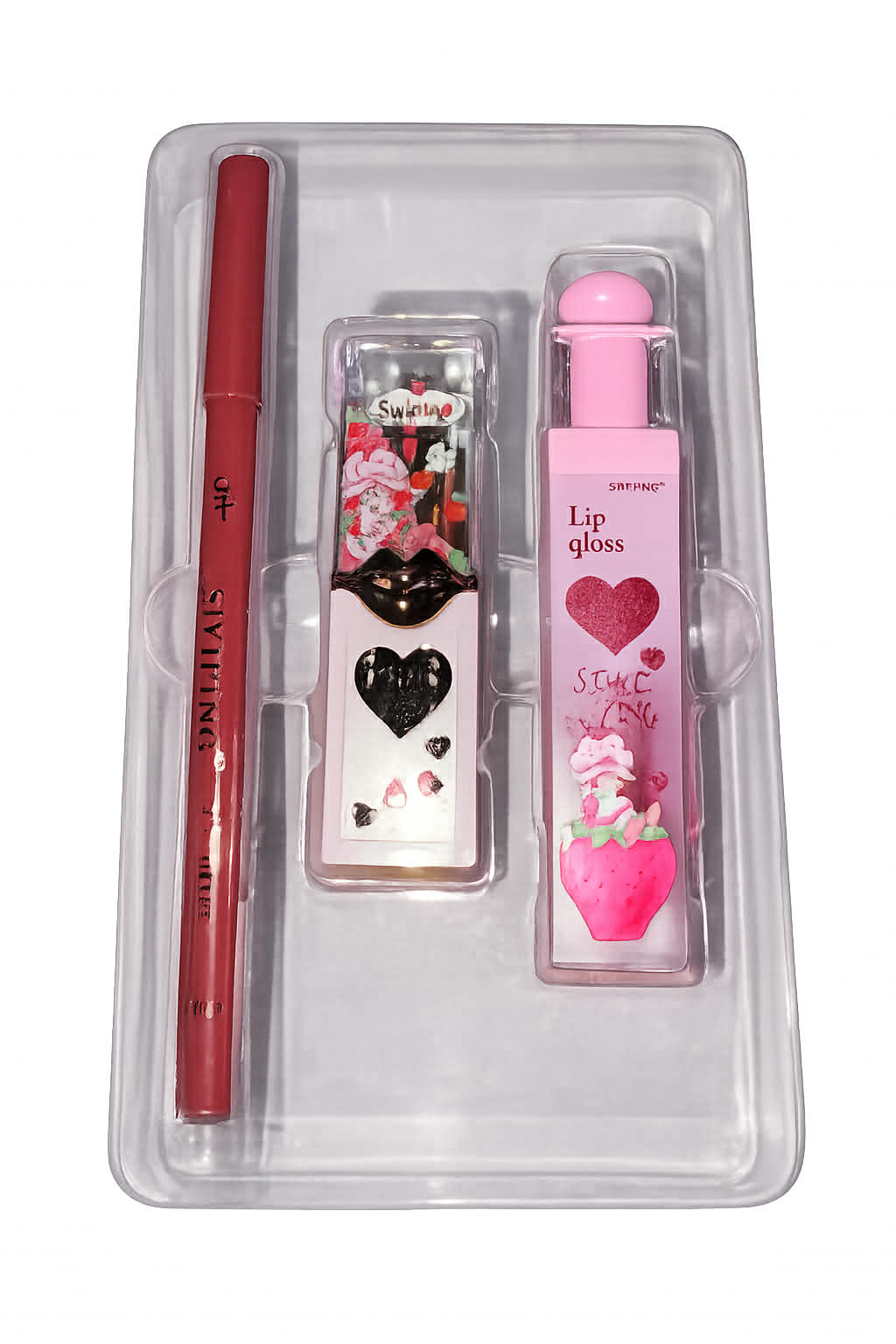 Lip Gloss Box Set (3 PCS) – Strawberry Cute Edition  Adorable 3-piece lip gloss set