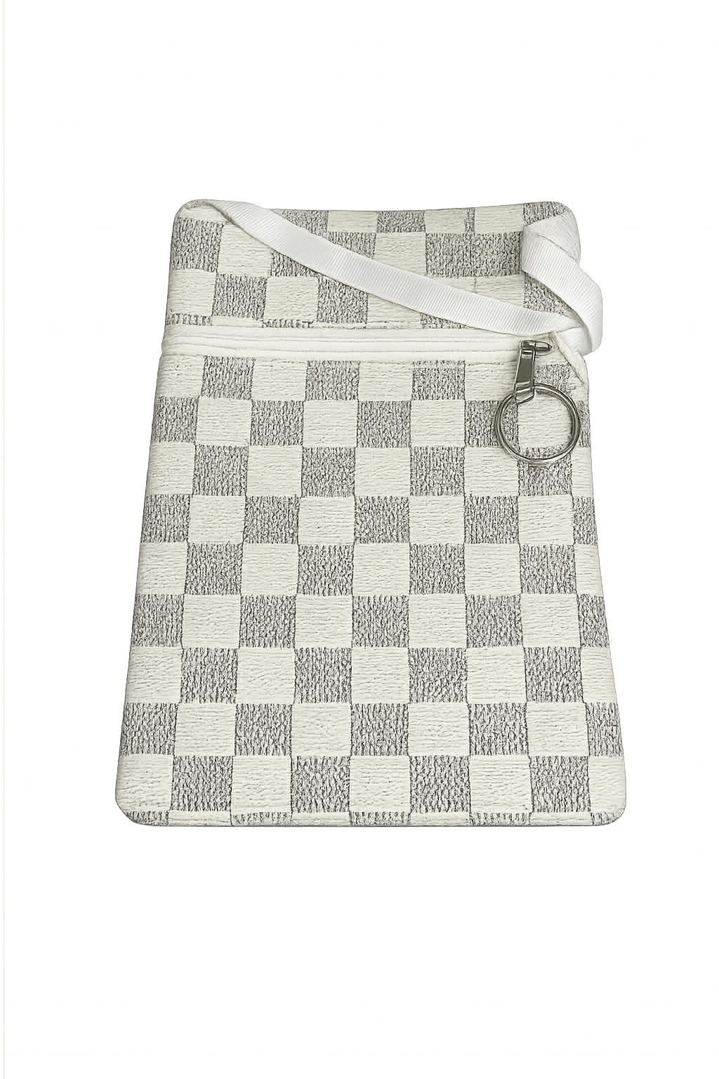 Checkered Crossbody Bag with Key Ring