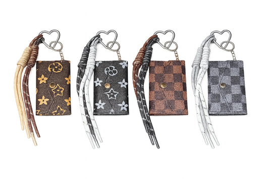 Mini Card Holder Keychain with Tassel Strap