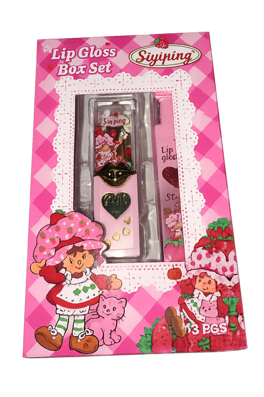 Lip Gloss Box Set (3 PCS) – Strawberry Cute Edition  Adorable 3-piece lip gloss set