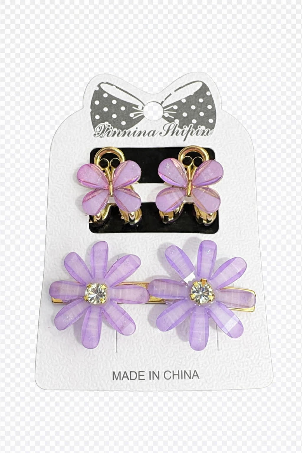 Butterfly & Daisy Hair Clip Set – Cream & Gold  Adorable 4-piece
