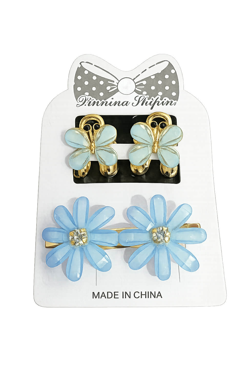 Butterfly & Daisy Hair Clip Set – Cream & Gold  Adorable 4-piece