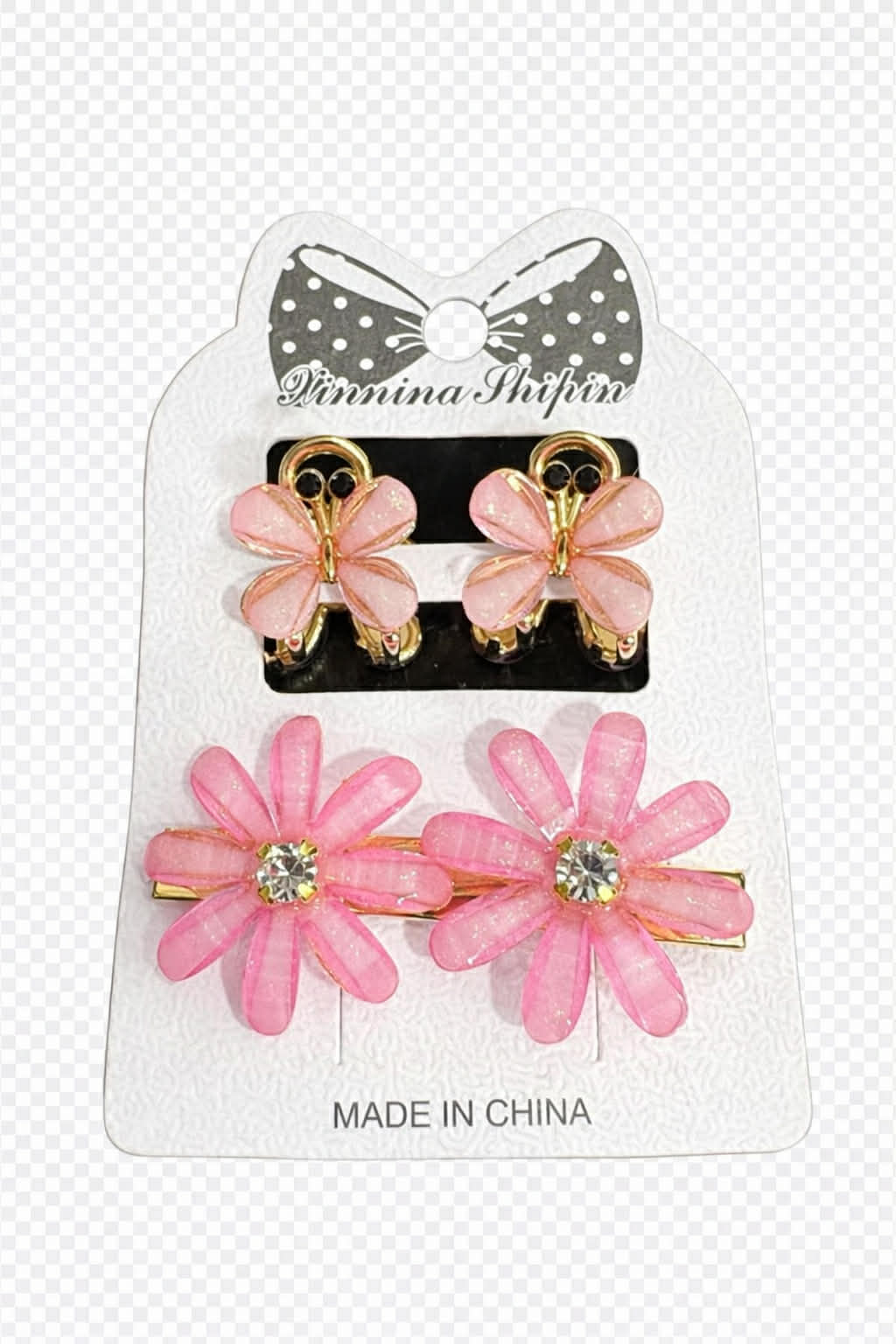Butterfly & Daisy Hair Clip Set – Cream & Gold  Adorable 4-piece