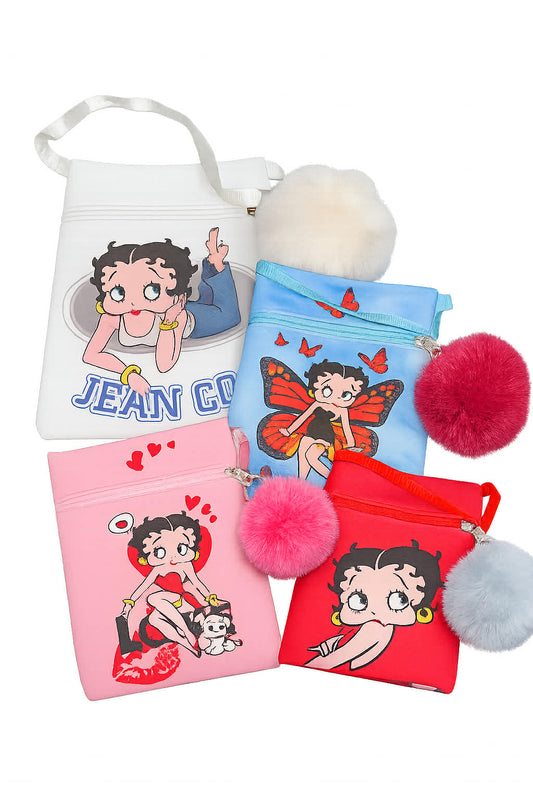 Betty Style Mini Zipper Pouches with Pom-Pom Keychain